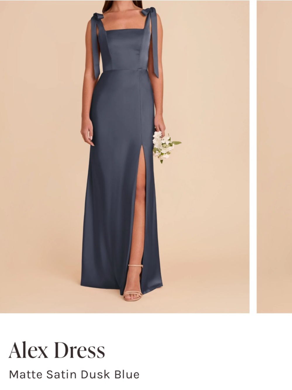 Birdy Grey Alex Matte Satin Dusk Blue Maxi Dress with Tie Straps